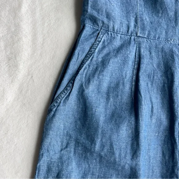 Madewell Chambray Muralist Jumpsuit Womens sz 00 Blue Denim Cotton Linen Cropped - Picture 14 of 16